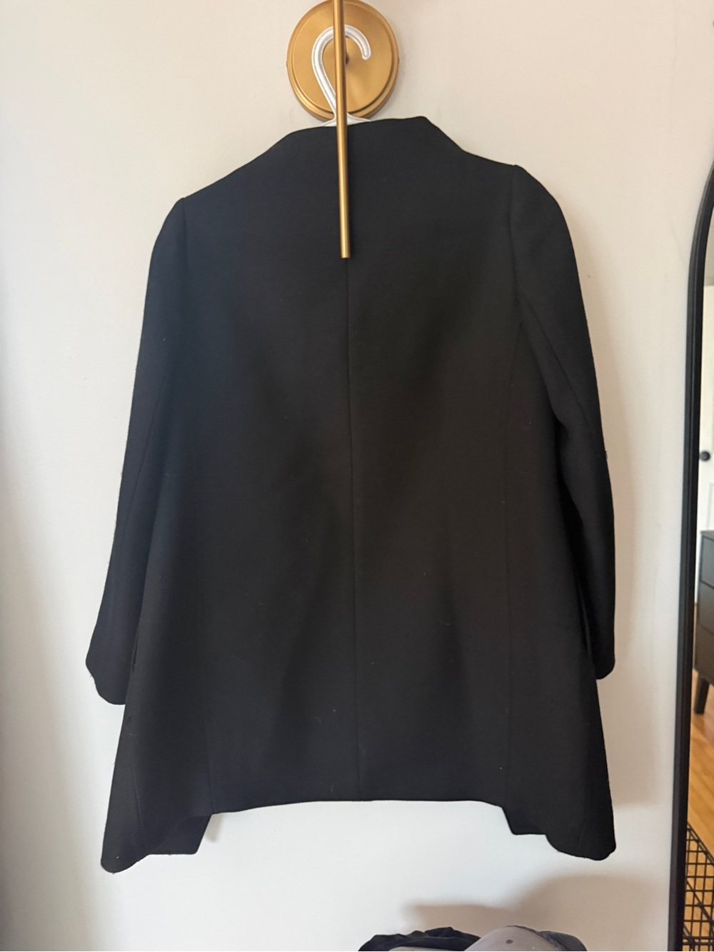 kate spade Black Wool Pea Coat with Leopard-Print Lining - Picture 4 of 4